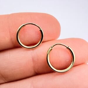 GF JWK John W Kessler Yellow Gold Filled Hoop Earrings Endless Wire Small 1/2"